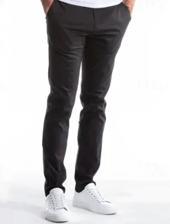 OUKU Men's Dress Pants Trousers Chinos Buttons Pocket Solid Colored Comfort Formal Party Work Fashion Classic Style ArmyGreen Smoky gray Micro-elastic