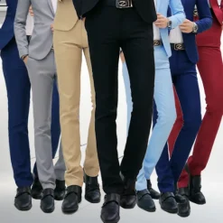 New OUKU Men's Dress Pants Trousers Chinos Casual Pants Straight Leg Plain Comfort Breathable Full Length Wedding Fashion Casual White Khaki Micro-elastic