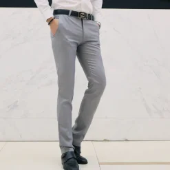 New OUKU Men's Dress Pants Trousers Chinos Casual Pants Straight Leg Plain Comfort Breathable Full Length Wedding Fashion Casual White Khaki Micro-elastic