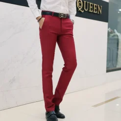 New OUKU Men's Dress Pants Trousers Chinos Casual Pants Straight Leg Plain Comfort Breathable Full Length Wedding Fashion Casual White Khaki Micro-elastic