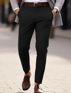 New OUKU Men's Dress Pants Trousers Suit Pants Pocket Plain Comfort Breathable Outdoor Daily Going out Fashion Casual Black Blue
