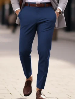 New OUKU Men's Dress Pants Trousers Suit Pants Pocket Plain Comfort Breathable Outdoor Daily Going out Fashion Casual Black Blue