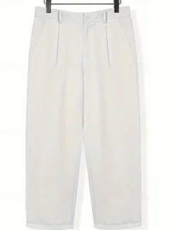 Clearance OUKU Men's Dress Pants Trousers Baggy Pants Suit Pants Pocket Straight Leg Plain Comfort Soft Full Length Business Daily Fashion Streetwear White