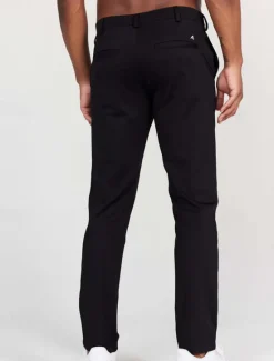 OUKU Men's Dress Pants Trousers Chinos Buttons Pocket Plain Comfort Formal Party Work Fashion Classic Style Black White Micro-elastic