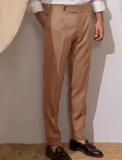New OUKU Men's Dress Pants Trousers Slacks Pleated Pants Suit Pants Pocket High Rise Plain Comfort Breathable Wedding Outdoor Daily Elegant Vintage Black White