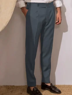 New OUKU Men's Dress Pants Trousers Slacks Pleated Pants Suit Pants Pocket High Rise Plain Comfort Breathable Wedding Outdoor Daily Elegant Vintage Black White