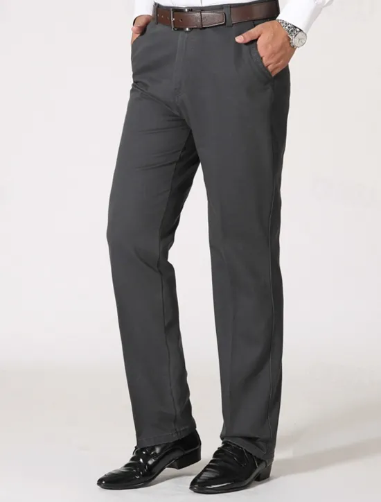 New OUKU Men's Dress Pants Trousers Chinos Buttons Pocket Plain Comfort Formal Party Work Fashion Classic Style Black Brown Micro-elastic