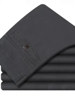 Outlet OUKU Men's Dress Pants Trousers Chinos Buttons Pocket Straight Leg Plain Comfort Formal Party Work Fashion Classic Style Black Dark Green Micro-elastic