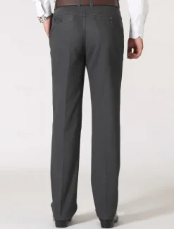 Outlet OUKU Men's Dress Pants Trousers Chinos Buttons Pocket Straight Leg Plain Comfort Formal Party Work Fashion Classic Style Black Dark Green Micro-elastic