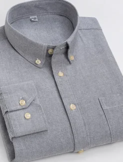 Best OUKU Men's Dress Shirt Button Down Shirt Collared Shirt Oxford Shirt Tartan Wedding Casual A B F G Long Sleeve All Seasons Clothing Apparel