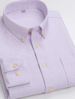 Best OUKU Men's Dress Shirt Button Down Shirt Collared Shirt Oxford Shirt Tartan Wedding Casual A B F G Long Sleeve All Seasons Clothing Apparel