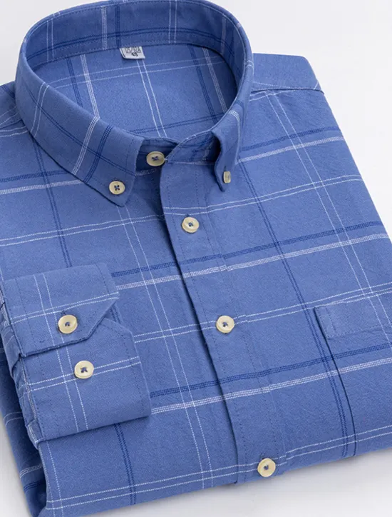 Best OUKU Men's Dress Shirt Button Down Shirt Collared Shirt Oxford Shirt Tartan Wedding Casual A B F G Long Sleeve All Seasons Clothing Apparel