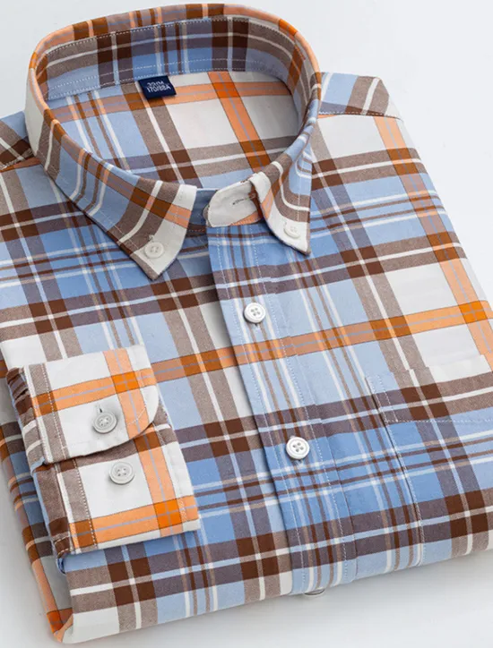 Best OUKU Men's Dress Shirt Button Down Shirt Collared Shirt Oxford Shirt Tartan Wedding Casual A B F G Long Sleeve All Seasons Clothing Apparel