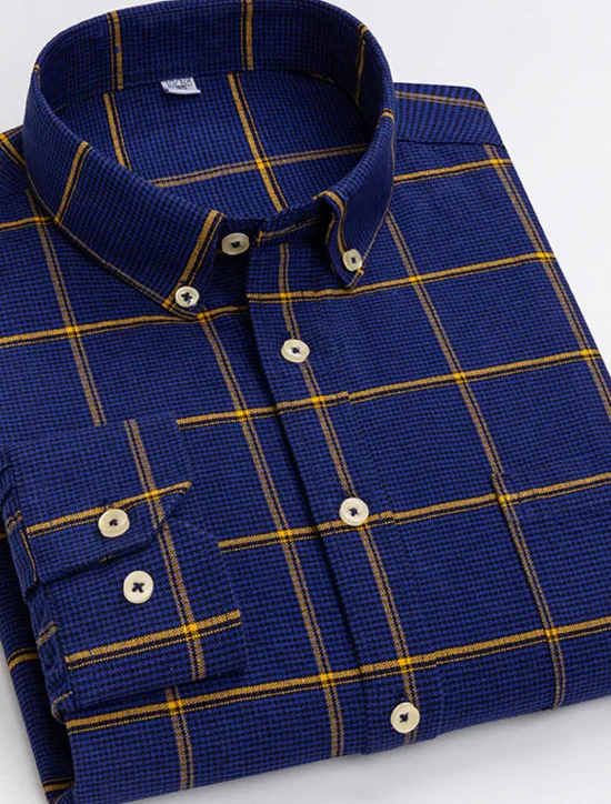 Best OUKU Men's Dress Shirt Button Down Shirt Collared Shirt Oxford Shirt Tartan Wedding Casual A B F G Long Sleeve All Seasons Clothing Apparel