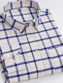Best OUKU Men's Dress Shirt Button Down Shirt Collared Shirt Oxford Shirt Tartan Wedding Casual A B F G Long Sleeve All Seasons Clothing Apparel