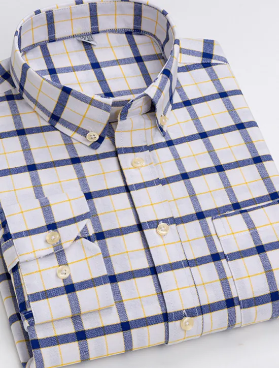 Best OUKU Men's Dress Shirt Button Down Shirt Collared Shirt Oxford Shirt Tartan Wedding Casual A B F G Long Sleeve All Seasons Clothing Apparel