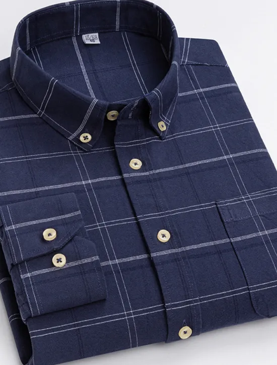 Best OUKU Men's Dress Shirt Button Down Shirt Collared Shirt Oxford Shirt Tartan Wedding Casual A B F G Long Sleeve All Seasons Clothing Apparel