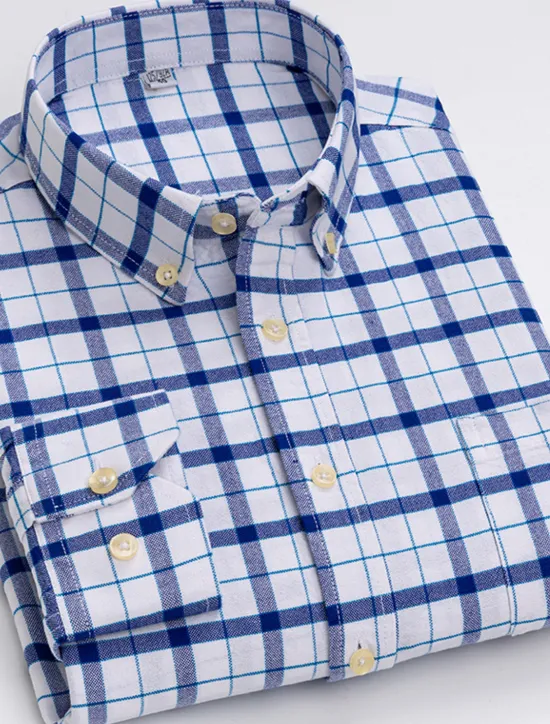Best OUKU Men's Dress Shirt Button Down Shirt Collared Shirt Oxford Shirt Tartan Wedding Casual A B F G Long Sleeve All Seasons Clothing Apparel