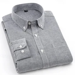 Sale OUKU Men's Dress Shirt Button Down Shirt Oxford Shirt Plain Wedding Work Light Blue Black White Blue Long Sleeve Button Down Collar All Seasons Clothing Apparel Collared Shirts