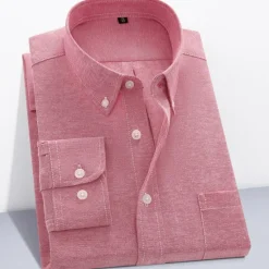 New OUKU Men's Dress Shirt Button Down Shirt Non Iron Shirt Oxford Shirt Plaid Wedding Outdoor Black White Pink Red Long Sleeve Square Neck Spring & Fall Clothing Apparel Button-Down