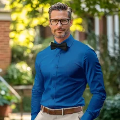 Clearance OUKU Men's Dress Shirt Button Down Shirt Collared Shirt Non Iron Shirt Plain Wedding Work Light Blue Black White Yellow Long Sleeve Collar All Seasons Clothing Apparel