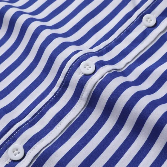 Outlet OUKU Men's Dress Shirt Button Down Shirt Striped Wedding Work Light Blue Black Red Blue Long Sleeve Collar Clothing Apparel