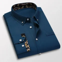Clearance OUKU Men's Dress Shirt Button Down Shirt Collared Shirt Floral Wedding Work Wine Black White Navy Blue Long Sleeve Turndown Spring & Fall Clothing Apparel Button-Down