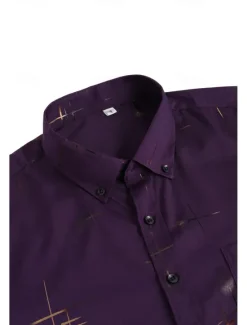 Sale OUKU Men's Dress Shirt Button Down Shirt Non Iron Shirt Collared Shirt Stretch Tartan Wedding Work Wine Black / Gray Black White Long Sleeve Square Neck All Seasons Clothing Apparel