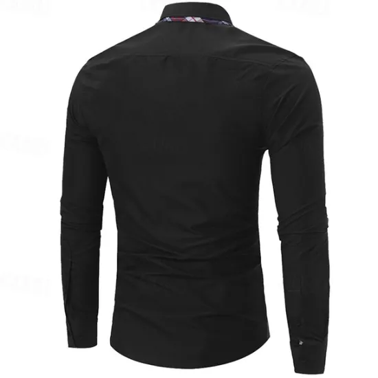 Discount OUKU Men's Dress Shirt Button Up Shirt Black White Wine Long Sleeve Color Block Button Down Collar Spring & Fall Wedding Daily Clothing Apparel Collared Shirts