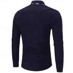 Discount OUKU Men's Dress Shirt Button Up Shirt Black White Wine Long Sleeve Color Block Button Down Collar Spring & Fall Wedding Daily Clothing Apparel Collared Shirts