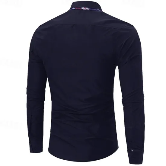 Discount OUKU Men's Dress Shirt Button Up Shirt Black White Wine Long Sleeve Color Block Button Down Collar Spring & Fall Wedding Daily Clothing Apparel Collared Shirts