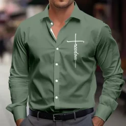 New OUKU Men's Dress Shirt Button Up Shirt Jesus Party Evening Wear Business Light Blue Black Grey White Pink Long Sleeve Shirt Collar Fall Winter Clothing Apparel Button Up