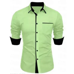 Outlet OUKU Men's Dress Shirt Casual Shirt Black White Light Green Burgundy Blue Long Sleeve Color Block Solid / Plain Color Turndown Wedding Vacation Button-Down Clothing Apparel Cotton Fashion Leisure