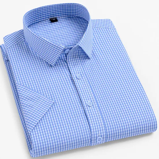New OUKU Men's Dress Shirt Casual Shirt Plaid Check Shirt Graphic Prints Square Neck Light Yellow Light Pink Black / Gray White / Green Sea Blue Casual Daily Short Sleeve collared shirts Clothing Apparel