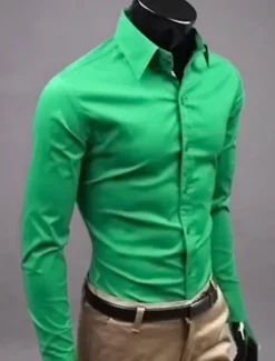 Best OUKU Men's Dress Shirt Collared Shirt Button Up Shirt Plain Formal Wedding Black White Yellow Pink Long Sleeve Shirt Collar Clothing Apparel