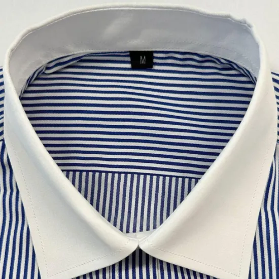 Outlet OUKU Men's Dress Shirt French Cuff Shirt Collared Shirt Striped Wedding Work Maroon Light Blue Black Blue Long Sleeve Turndown Spring, Fall, Winter, Summer Clothing Apparel Button-Down