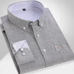 Hot OUKU Men's Dress Shirt French Cuff Shirt Button Down Shirt Collared Shirt Oxford Shirt Waves Wedding Street Black Pink Blue Gray Long Sleeve Turndown Spring & Fall Clothing Apparel Button-Down