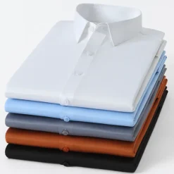 Outlet OUKU Men's Dress Shirt Non Iron Shirt Plain Wedding Outdoor Wine Black White Navy Blue Long Sleeve Square Neck Spring & Fall Clothing Apparel Button-Down