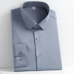 Outlet OUKU Men's Dress Shirt Non Iron Shirt Plain Wedding Outdoor Wine Black White Navy Blue Long Sleeve Square Neck Spring & Fall Clothing Apparel Button-Down