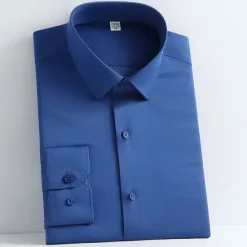 Outlet OUKU Men's Dress Shirt Non Iron Shirt Plain Wedding Outdoor Wine Black White Navy Blue Long Sleeve Square Neck Spring & Fall Clothing Apparel Button-Down