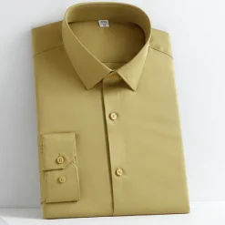Outlet OUKU Men's Dress Shirt Non Iron Shirt Plain Wedding Outdoor Wine Black White Navy Blue Long Sleeve Square Neck Spring & Fall Clothing Apparel Button-Down