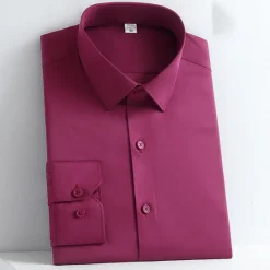 Outlet OUKU Men's Dress Shirt Non Iron Shirt Plain Wedding Outdoor Wine Black White Navy Blue Long Sleeve Square Neck Spring & Fall Clothing Apparel Button-Down