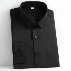 Outlet OUKU Men's Dress Shirt Non Iron Shirt Plain Wedding Outdoor Wine Black White Navy Blue Long Sleeve Square Neck Spring & Fall Clothing Apparel Button-Down