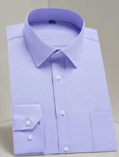 OUKU Men's Dress Shirt Non Iron Shirt Tuxedo Shirts Solid / Plain Color Wedding Office & Career Black White Yellow Pink Long Sleeve Shirt Collar All Seasons Clothing Apparel Print