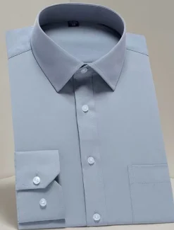 OUKU Men's Dress Shirt Non Iron Shirt Tuxedo Shirts Solid / Plain Color Wedding Office & Career Black White Yellow Pink Long Sleeve Shirt Collar All Seasons Clothing Apparel Print