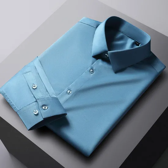 Sale OUKU Men's Dress Shirt Non Iron Shirt Graphic Prints Wedding Outdoor Wine Blue-Green Black White Long Sleeve Turndown Spring & Fall Clothing Apparel