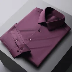 Sale OUKU Men's Dress Shirt Non Iron Shirt Graphic Prints Wedding Outdoor Wine Blue-Green Black White Long Sleeve Turndown Spring & Fall Clothing Apparel