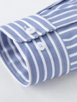 Sale OUKU Men's Dress Shirt Non Iron Shirt Stripe Wedding Vacation Black Light Green Red Royal Blue Long Sleeve Turndown All Seasons Clothing Apparel Button-Down