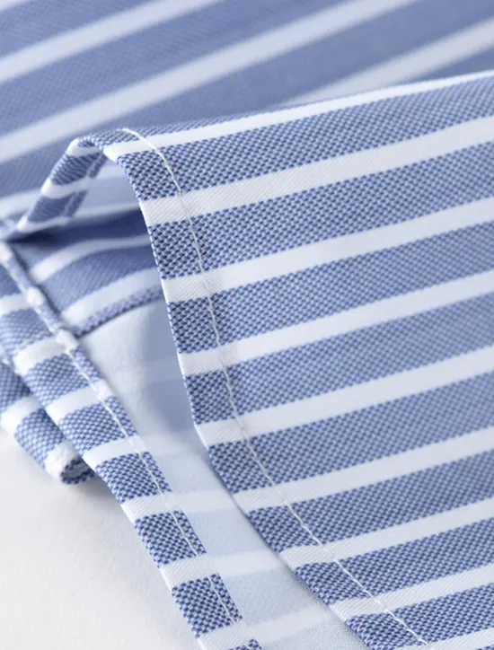 Sale OUKU Men's Dress Shirt Non Iron Shirt Stripe Wedding Vacation Black Light Green Red Royal Blue Long Sleeve Turndown All Seasons Clothing Apparel Button-Down
