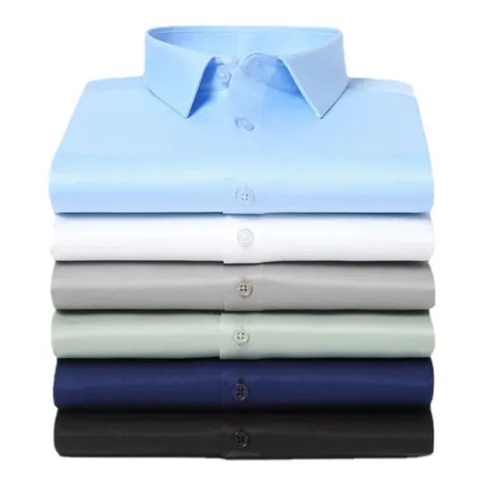 Discount OUKU Men's Dress Shirt Non Iron Shirt Wedding Office & Career Black White Light Green Dark Navy Long Sleeve Lapel Spring Fall Clothing Apparel